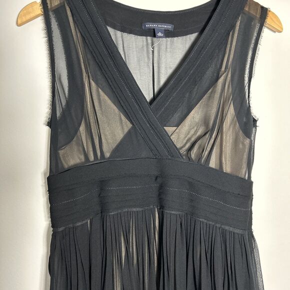 Banana Republic size 8 Black Silk Empire A Line Dress Cocktail Formal - Picture 3 of 6